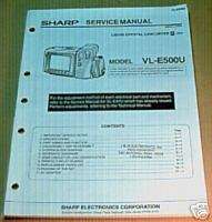 Sharp VL E500U 8mm camcorder parts tech service manual  