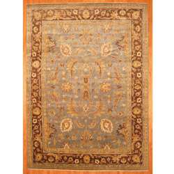 Indo Hand knotted Light Blue/ Brown Oushak Wool Rug (10 x 14 