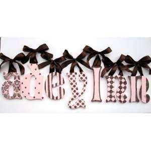  Pink & Brown Patterned Glitter Wall Letters Baby