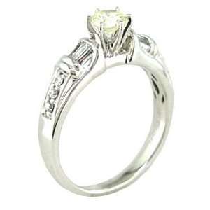  0.66 ct Round Diamond Engagement Ring 18k White Gold 