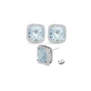  0.45 Ct Diamond & 8.02 Ct Sky Blue Topaz Earrings in 