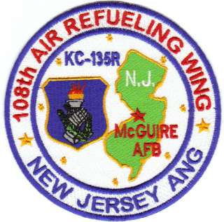 AIR NATIONAL GUARD PATCH, 108TH AIR REFUELING WING, NEW JERSEY, KC 