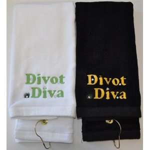  Divot Diva   Embroidered Golf Towel with Swarovski 