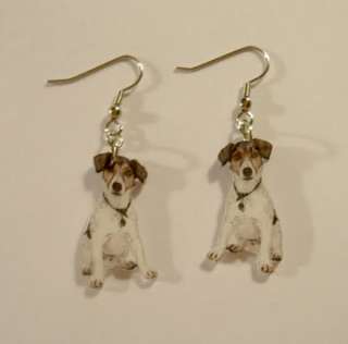 Jack Russell Terrier Dangle Fish Hook Earrings UNIQUE  