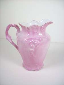 Antique Vintage Pink Cream Pitcher Jug Lily of the Valley Embossed 