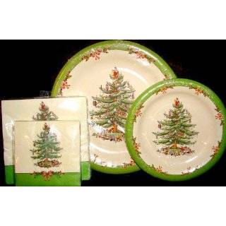 Assorted Spode Christmas Tree Paper Plates & Napkins, 64 Pcs, Serves 
