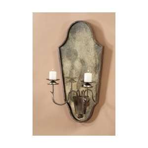  Antique Silver W/black Wall Sconce with Mirror