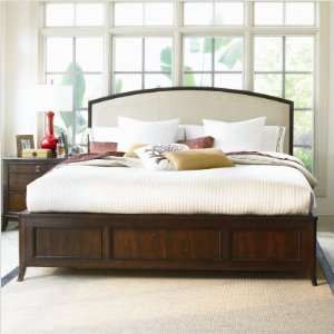   Homes & Gardens 8382 Modern Outlook Leather Low Profile Bed in Walnut