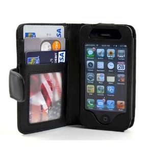  Deluxe Folio Wallet Genuine Leather Case for iPhone 4 iPhone 
