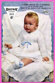Vintage Bestway Baby Knitting Pattern Shawl Jacket & Bootees  