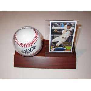 Curtis Granderson Signed Autographed Baseball & Holder Plus Card New 