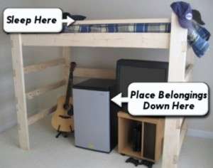 Bunk Loft Bed Plans Desk Easy to Build Twin/Full/Queen  