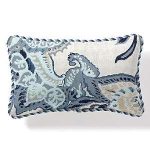  Outdoor Lumbar Pillow in Sunbrella Paisley Beauty Blue with Cording 