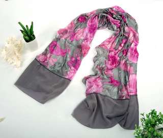 Girls Womens Fashion Flowers Imprint Long Soft Scarf Wrap Shawl Stole 