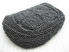 lovely vtg 1940s midnight black glass beaded small clutch purse