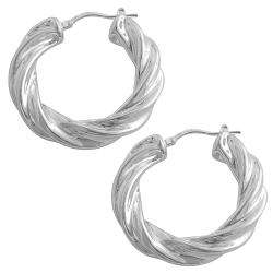 Sterling Silver Twisted Hoop Earrings  