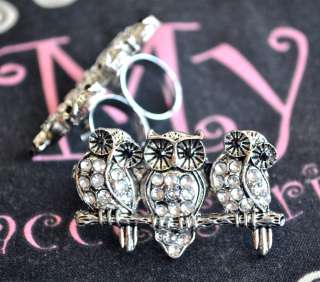 Beautiful Dual / Two Finger Night Owl Ring (Silver)