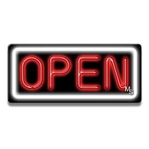    Neon Open Sign   White Border & Red Letters