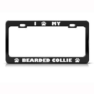 Bearded Collie Dog Dogs Black Metal license plate frame Tag Holder