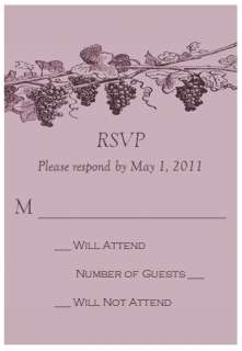 WINE WEDDING INVITATIONS & RSVPS W/ ENVELOPES VINEYARD  