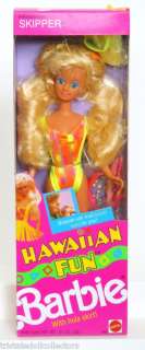 1990 HAWAIIAN FUN SKIPPER w HULA SKIRT Barbie Sis~NRFB  