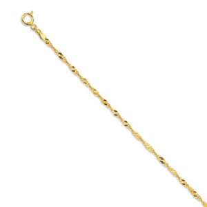    10K Solid Yellow Gold 1.7mm Singapore Chain Anklet 10 Jewelry