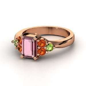  Apex Ring, Emerald Cut Rhodolite Garnet 14K Rose Gold Ring 