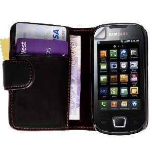   samsung galaxy apollo leather wallet case cover for i5800 wit