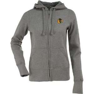  Chicago Blackhawks Womens Zip Front Hoody Sweatshirt (Grey 