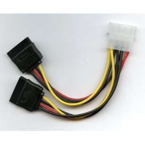  Molex 4 Pin to two 15 Pin Sata Power Adapter Electronics
