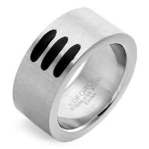  Edforce Majestic Brand New Ring In Black Enamel And Stainless Steel 