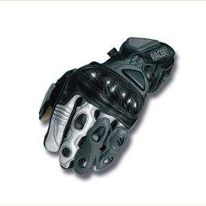  Racer High End Leather Gloves   X Large/Silver Automotive