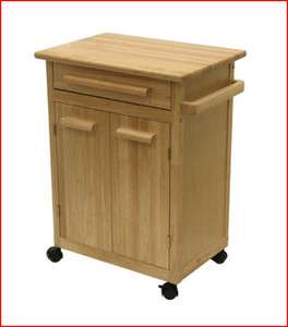   Top Kitchen Island Cabinet Prep Cart Wooden W Door With Wheel  