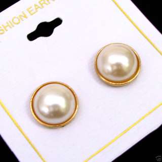 PRETTY ROUND GOLD & FAUX PEARL CLIP ON EARRINGS   Mini  