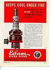 FIVE DOLLAR AD SPP298  EDISON SPARK PLUG 1947 ORIG