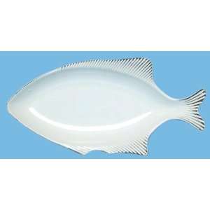  White Fish Ceramic Pottery Tuna Medium Platter 15x 7 1/2 