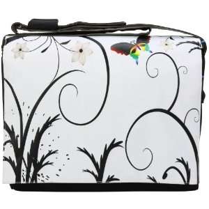 Beautiful Rainbow Butterfly White Blossom Padded Laptop Messenger Bag 