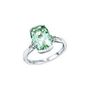 Helzberg Diamonds   14kt White Gold Cushion Cut Green Amethyst Ring 