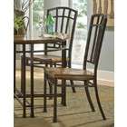 Home Styles Set of 2 Dining Metal Chairs with Wood Seat in Oak and 