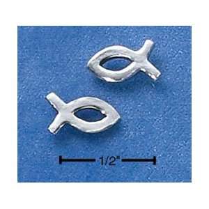  Sterling Silver Life Fish Post Earrings 