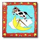 3dRose LLC Farm Animals   Cow Jumped Over The Moon   Wall Clocks