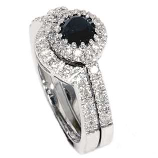 05CT Black Diamond Engagement Wedding 14K Ring Set  Pompeii3 Inc 