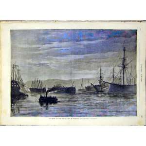  Plymouth Port Boats Night French Print 1868