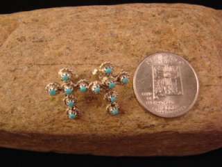 Zuni Indian Snake Eye Turquoise Cross Earrings Sterling Silver 