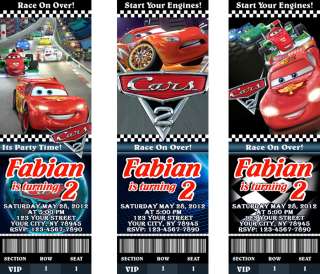 Cars 2 Birthday Party Personalized Ticket Invitations  