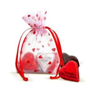 Chocolate Hearts in Chiffon Pouch Grocery & Gourmet Food