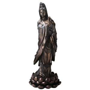 ft. Kuan yin on Lotus Sculpture (L 14.5 x W 14.5 x H 37, 35 
