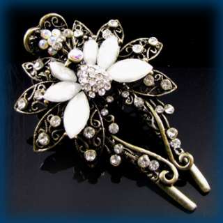   , 1 antiqued crystal rhinestone butterfly hair clamp cli