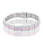 Bling Jewelry Round CZ Diamond Baguette Pink Diamond Tennis Bracelet 8 
