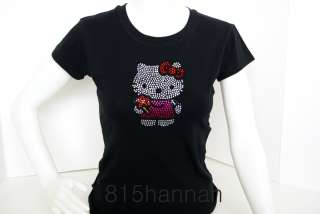 New Hello Kitty Rhinestone Women Spandex T shirt  